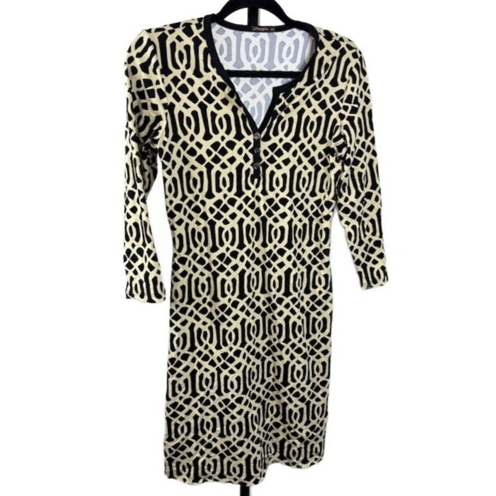 J.McLaughlin Dress Women's Size XS Black Cream Geometric Print Scuba